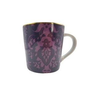 Starbucks Vintage 2004 Tapestry Mug Purple Damask Gold Rim Ceramic 12-14 oz